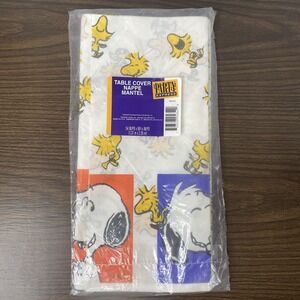 VTG Snoopy Woodstock Table Cover 54x89 Party Express Peanuts Made In USA